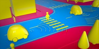 Voiture autonome et dilemme : qui écraseriez-vous ? Une voiture autonome futuriste en ville